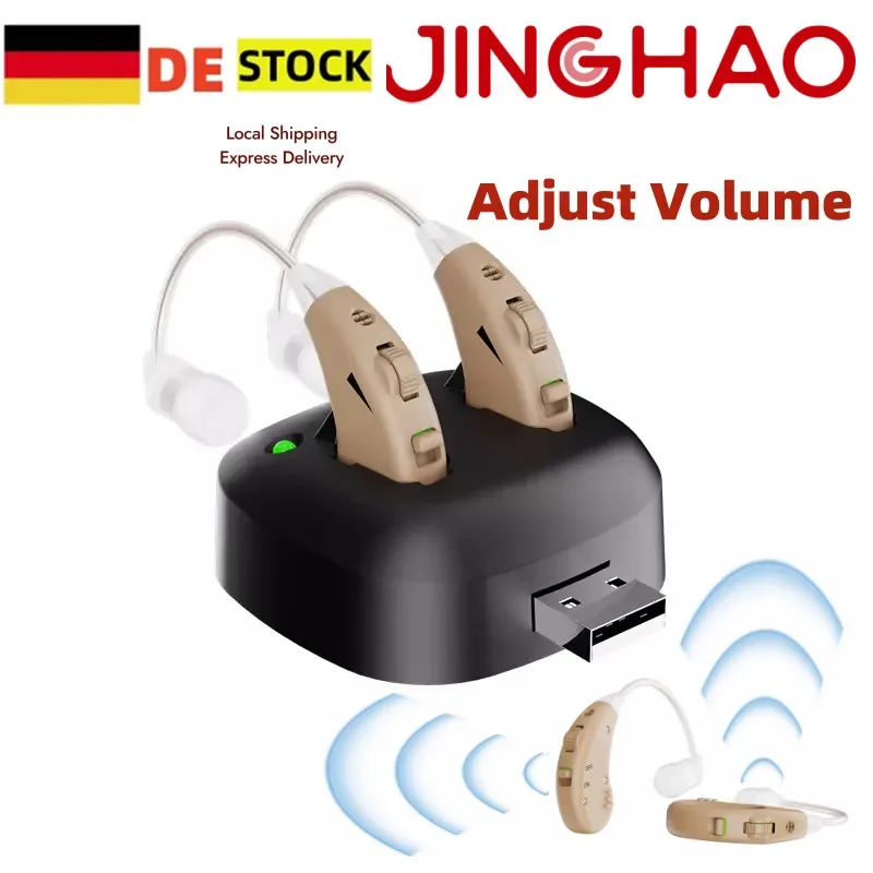 Aides auditives rechargeables beiges derrière l'oreille