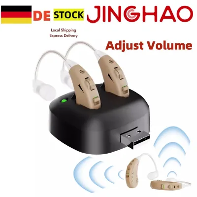 Aides auditives rechargeables beiges derrière l'oreille