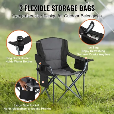 Chaise de camping pliante à dossier haut – image 2