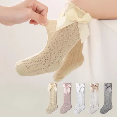 Chaussettes bébé fille en coton avec nœud papillon – image 2