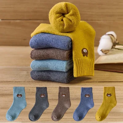 Chaussettes chaudes en coton pour enfants, 5 paires – image 3