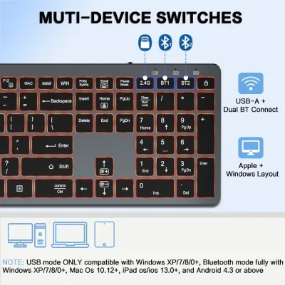 Clavier sans fil rétroéclairé gris, 112 touches – image 2