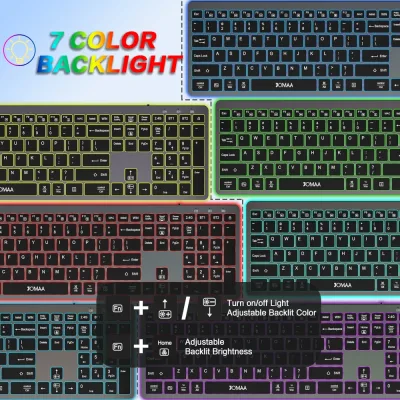 Clavier sans fil rétroéclairé gris, 112 touches – image 3