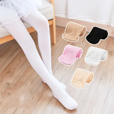 Collants de danse pour fille, uni blanc
