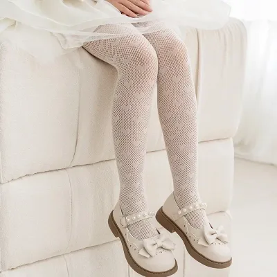 Collants unis en nylon pour fille, noirs ou blancs – image 3