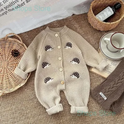 Combinaison tricotée en coton pour bébé, motif hérisson – image 2