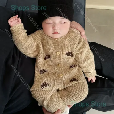 Combinaison tricotée en coton pour bébé, motif hérisson – image 3