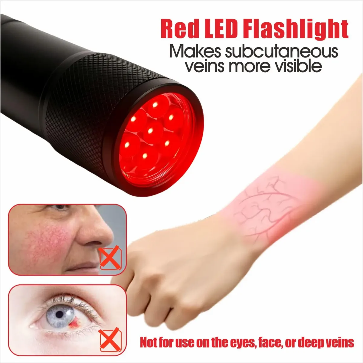 Détecteur de veines à LED rouges, lampe portable