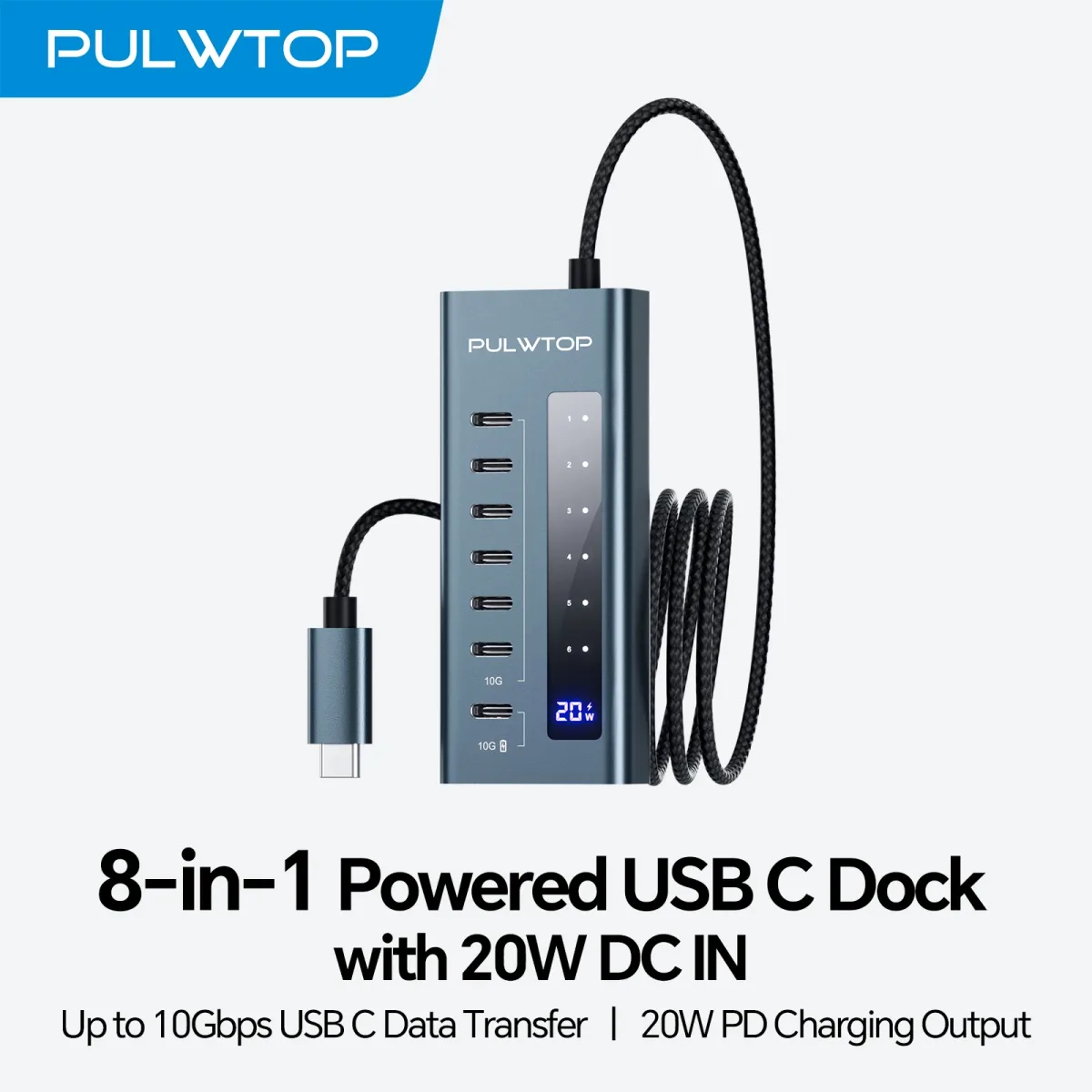 Hub USB-C 7 ports en aluminium, 10 Gbps