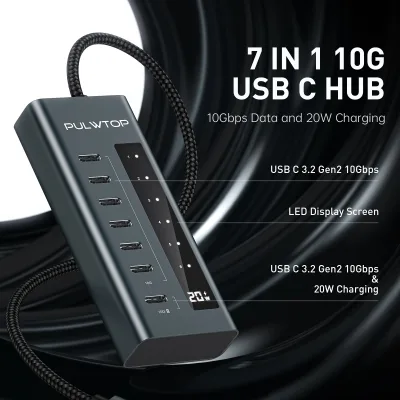 Hub USB-C 7 ports en aluminium, 10 Gbps – image 2