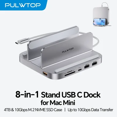 Hub USB-C 8 ports avec boîtier SSD M.2, aluminium