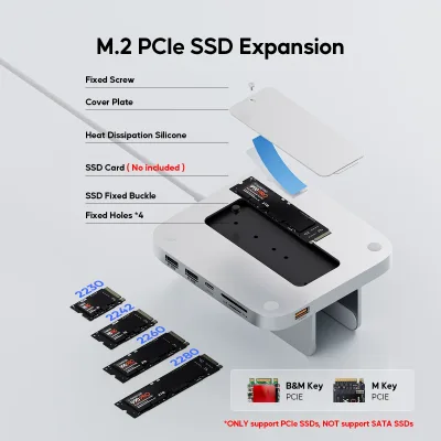 Hub USB-C 8 ports avec boîtier SSD M.2, aluminium – image 3