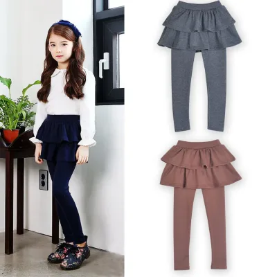 Legging fille uni, faux jupe-pantalon – image 2