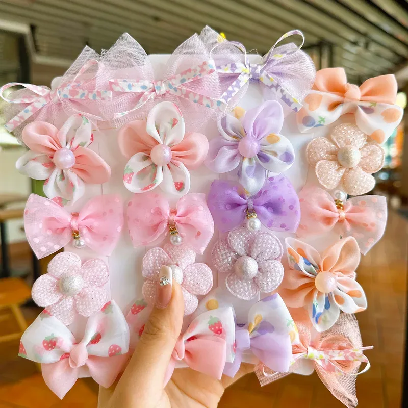Lot de 10 pinces à cheveux pour bébé, nœuds et fleurs