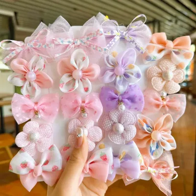 Lot de 10 pinces à cheveux pour bébé, nœuds et fleurs