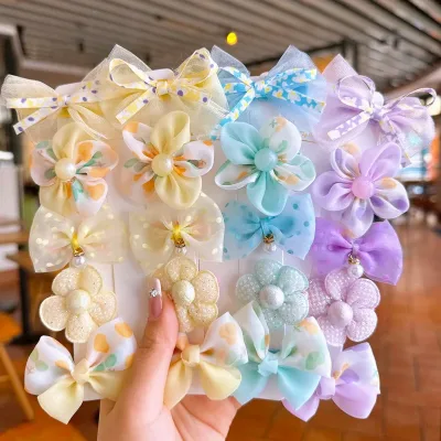 Lot de 10 pinces à cheveux pour bébé, nœuds et fleurs – image 2