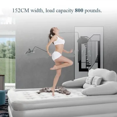 Matelas gonflable gris floqué avec dossier réglable – image 2