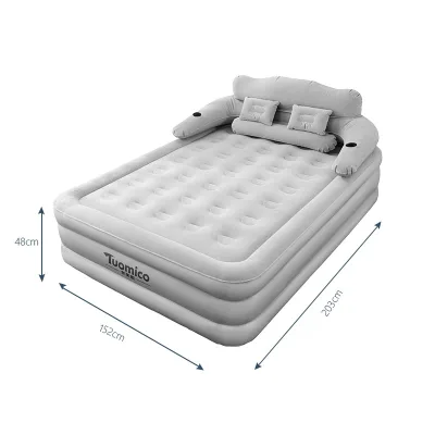 Matelas gonflable gris floqué avec dossier réglable – image 3
