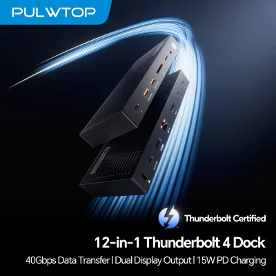 Station d'accueil Thunderbolt 4 en aluminium, 12 ports