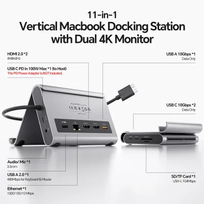 Station d'accueil USB-C 11 ports, aluminium – image 2