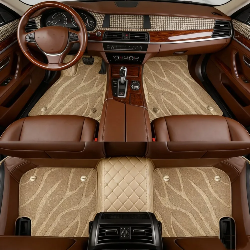 Tapis de voiture double couche en simili cuir