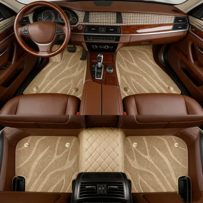 Tapis de voiture double couche en simili cuir