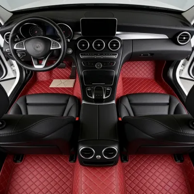 Tapis de voiture sur mesure en simili cuir rayé