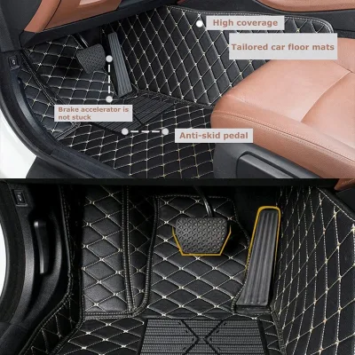 Tapis de voiture sur mesure en simili cuir rayé – image 2
