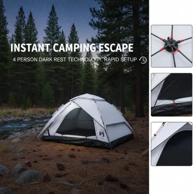 Tente de camping à dôme 4 personnes, polyester – image 2