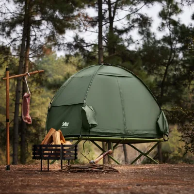 Tente lit de camp une place en polyester et acier – image 2