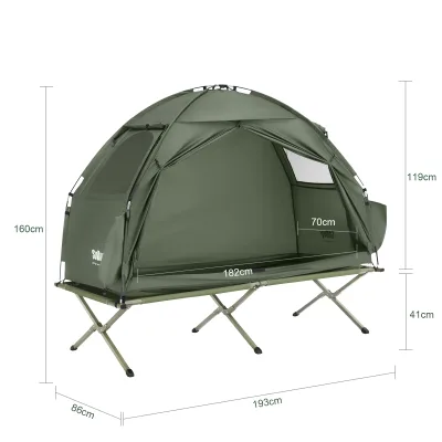 Tente lit de camp une place en polyester et acier – image 3